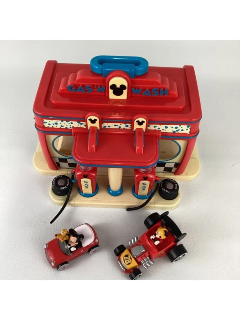 Disney Mickey Mouse Clubhouse Gas N Wash Portable Playset Roadster Racer Car Toy
